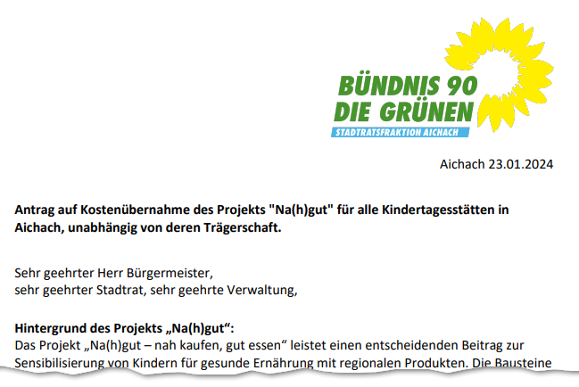 Antrag: Projekt „Na(h)gut“ für alle Kitas