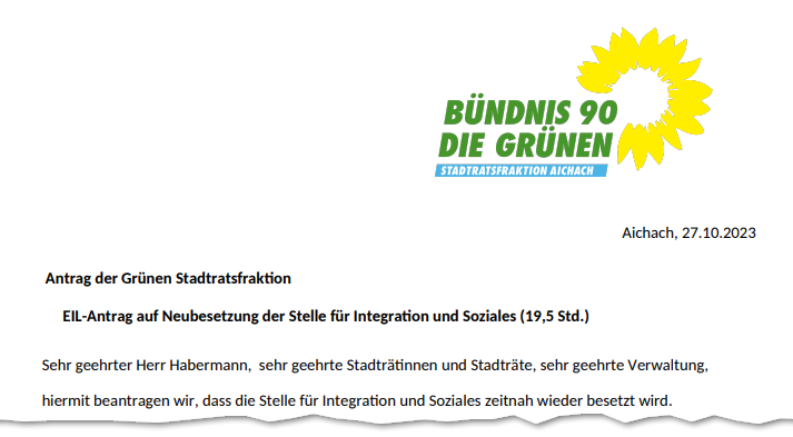 Antrag: Integrationsbeauftragte*r