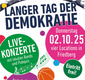 Einladung: Langer Tag der Demokratie vom Friedberger Bündnis für Demokratie und Vielfalt