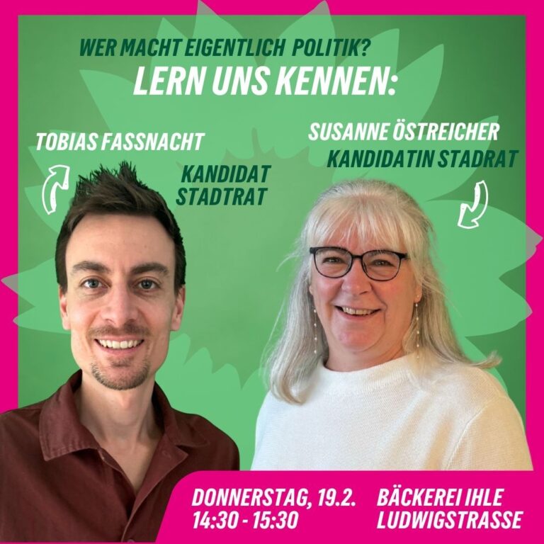 Lern uns kennen mit Susanne Östreicher und Tobi Faßnacht  am 19.2., Ihle in der Ludwigstraße