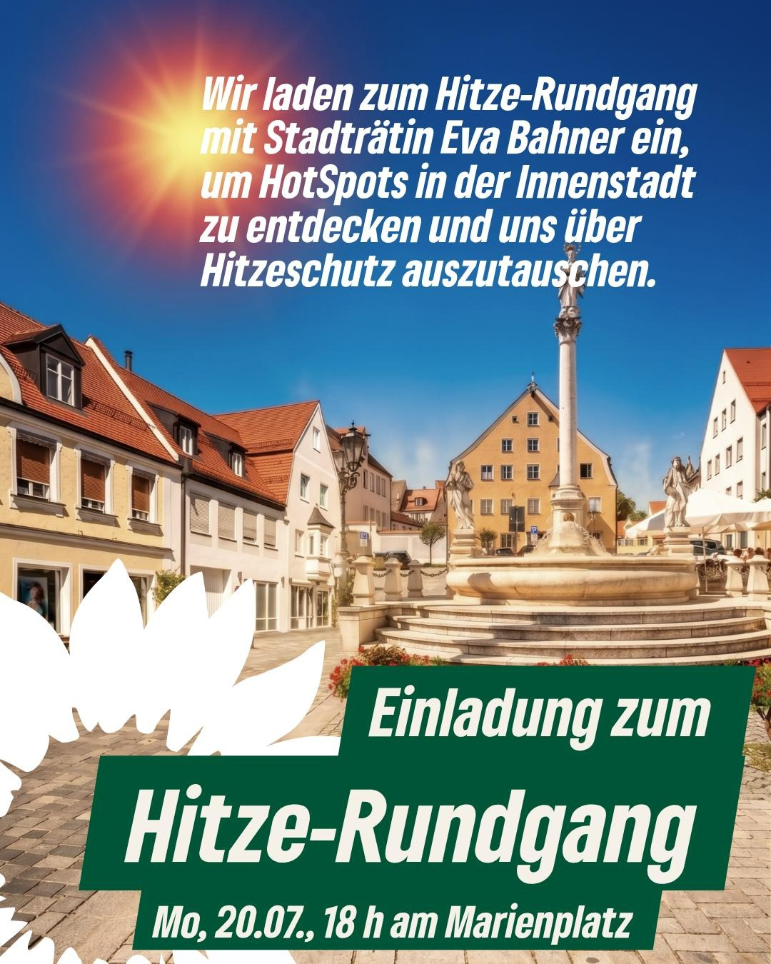 Hitzespaziergang & Grüner Stammtisch am Mo. 20.07., Marienplatz & Zieglerbräu
