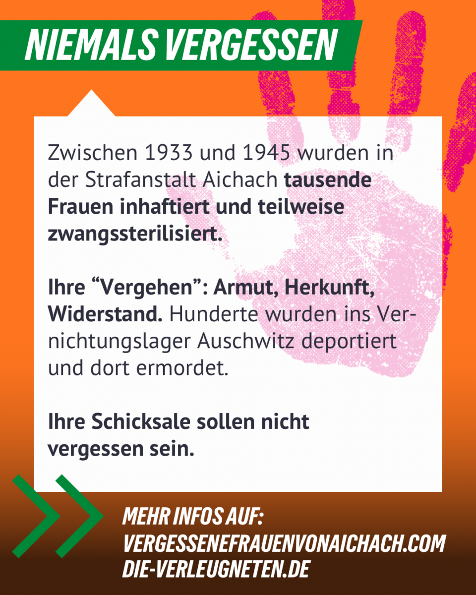 Grafik mit Text über inhaftierte Frauen in Aichach